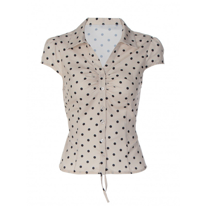 Damen Polka-Dot Bluse mit taillierter Passform und Rüschendetail EB