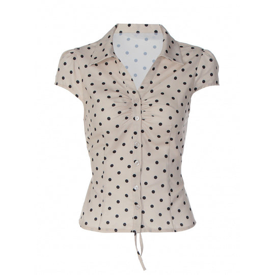 Damen Polka-Dot Bluse mit taillierter Passform und Rüschendetail EB