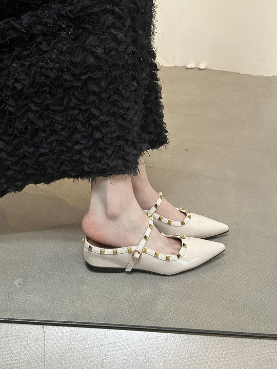 Damen elegante Slingback-Ballerinas mit dekorativen Nieten und komfortablem Fußbett EB