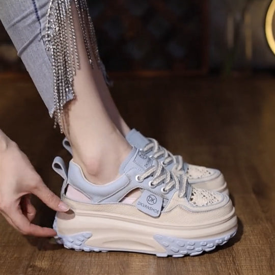Damen Chunky Sneakers mit luftiger Mesh-Oberfläche und strapazierfähiger Sohle EB