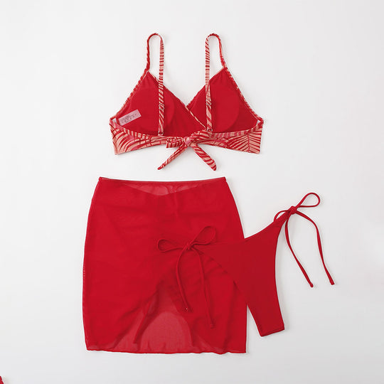 Damen Bikini-Set mit verspieltem Wickelrock und raffinierten Schnürdetails EB