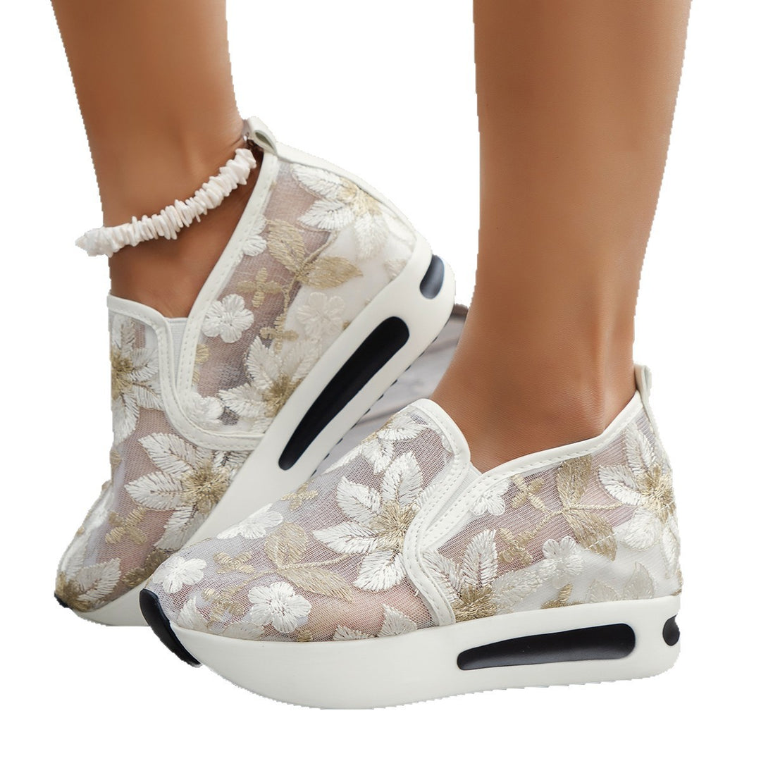Damen Leichte Slip-On Sneaker mit einzigartigem Blumendesign EB