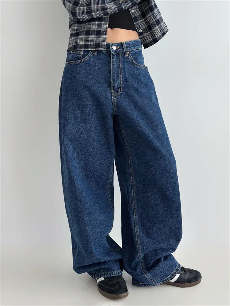 Damen Hochtaillierte Baggy-Jeans EB
