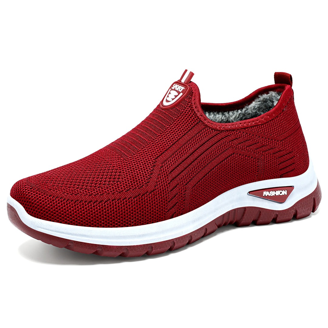 Damen Bequeme Slip-On Freizeitschuhe mit atmungsaktivem Strickdesign EB