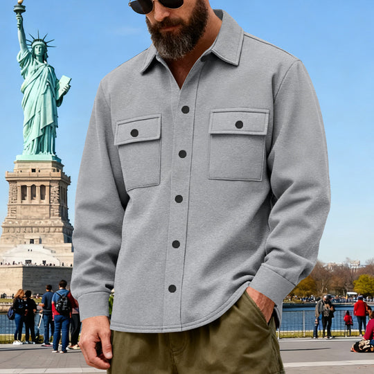 Herren nan lässige Hemdjacke aus Baumwollmischung mit aufgesetzten Brusttaschen EB