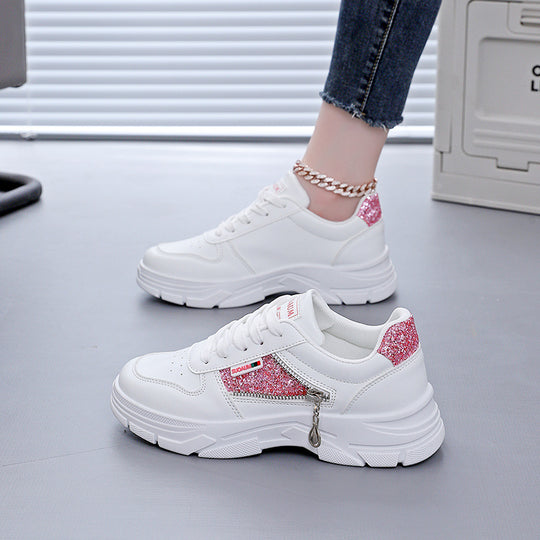 Damen Chunky Sneakers mit glitzernden Akzenten und rutschfester Sohle EB