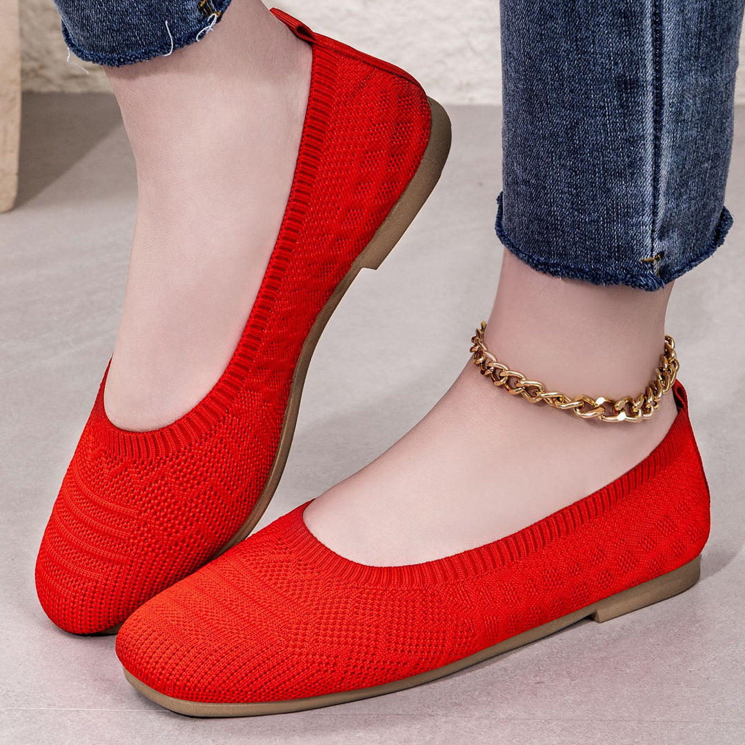 Damen Strick-Ballerinas mit elastischem Einstieg EB