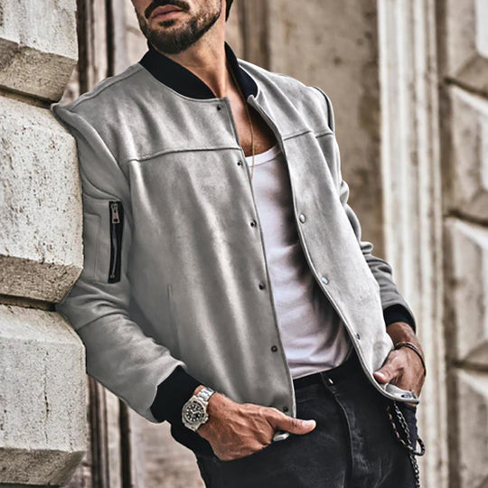 Herren sportliche Collegejacke mit seitlichen Reißverschlusstaschen EB