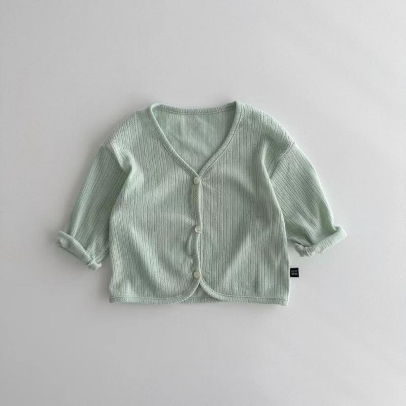 Unisex nan weicher gerippter Strickbaby-Cardigan mit V-Ausschnitt und hochkrempelbaren Ärmeln EB