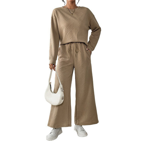 Damen Lässiges Sweater-Set mit weitem Schnitt und praktischen Bindegürteln EB