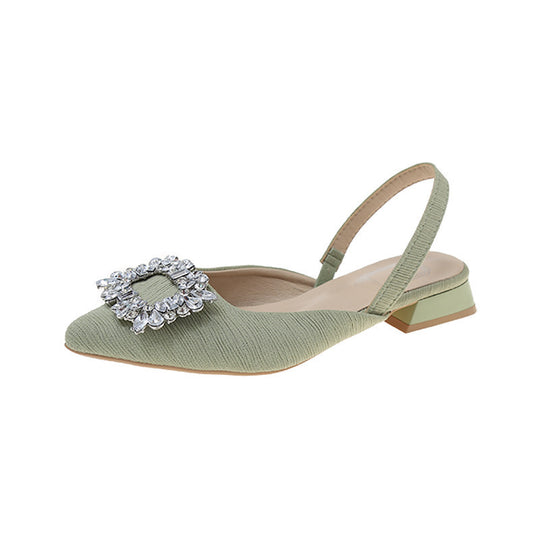 Damen elegante Slingback Ballerinas mit Kristallverzierung EB