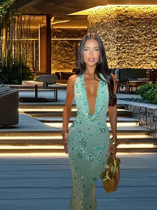 Damen Elegantes Maxikleid mit raffiniertem Drapierungsdesign und floralem Muster EB