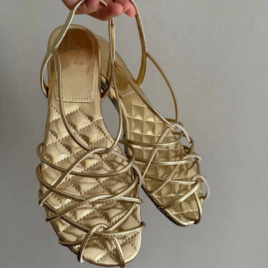 Damen Elegante Riemensandalen mit feinen Halteriemen EB