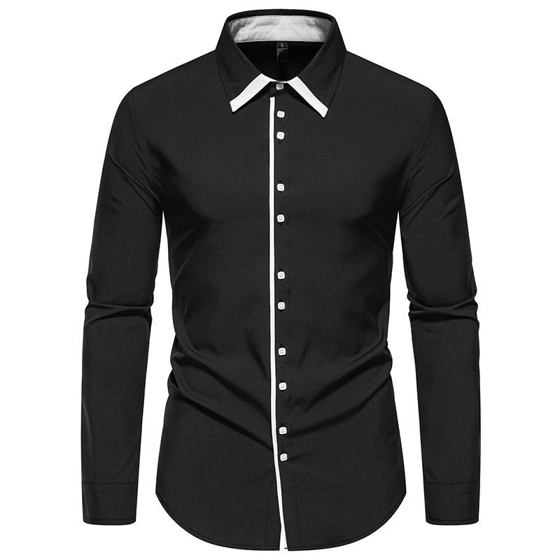 Herren elegantes Slim-Fit Hemd mit kontrastierendem Kragen und hochwertigen Stoffdetails EB
