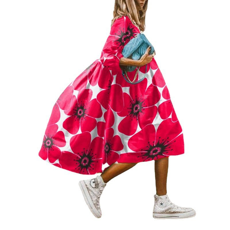 Damen Freizeitkleid mit farbenfrohem Blumendesign EB
