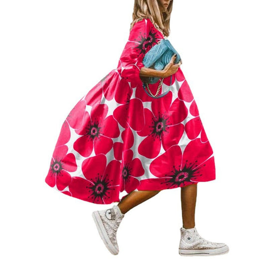 Damen Freizeitkleid mit farbenfrohem Blumendesign EB