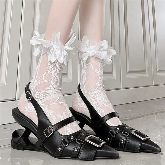 Damen Slingback Ballerinas mit modischen Schnallenakzenten EB