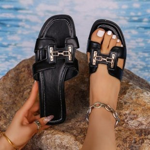 Damen modische Riemchen-Sandalen mit eleganten Schnallen EB