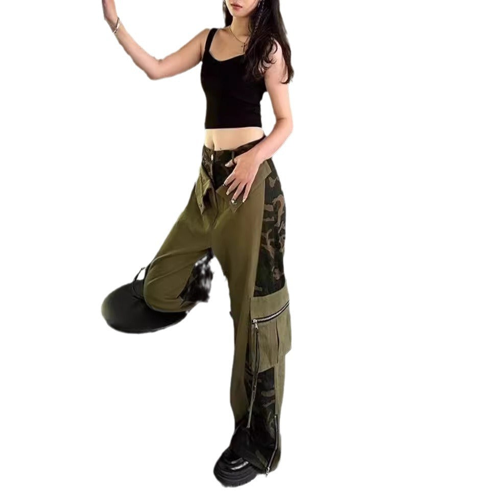 Herren Cargohose mit seitlichen Reißverschlüssen und modischem Camouflage-Design EB