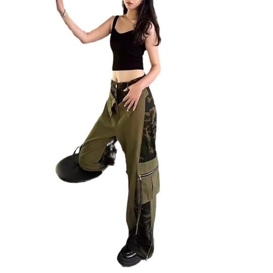 Herren Cargohose mit seitlichen Reißverschlüssen und modischem Camouflage-Design EB