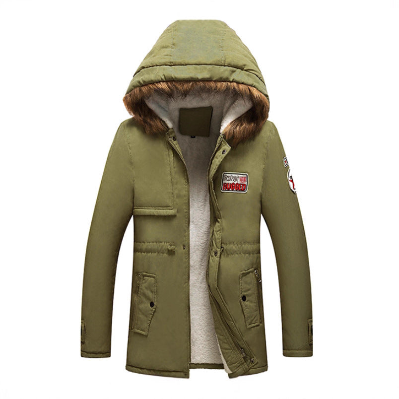 Herren modische Winterjacke mit Kunstfellkragen und praktischen Taschen EB