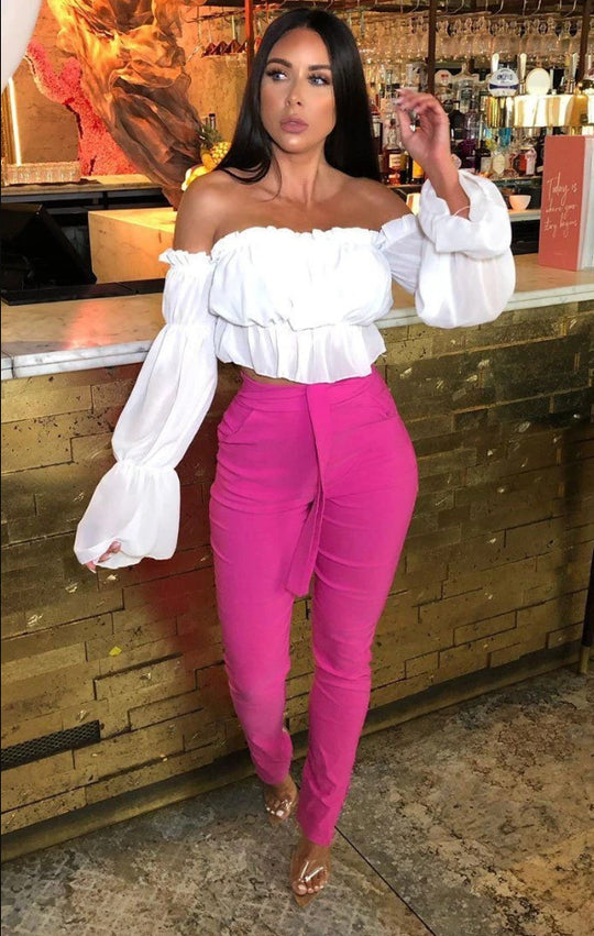 Damen Off-Shoulder Bluse mit voluminösen Ärmeln EB