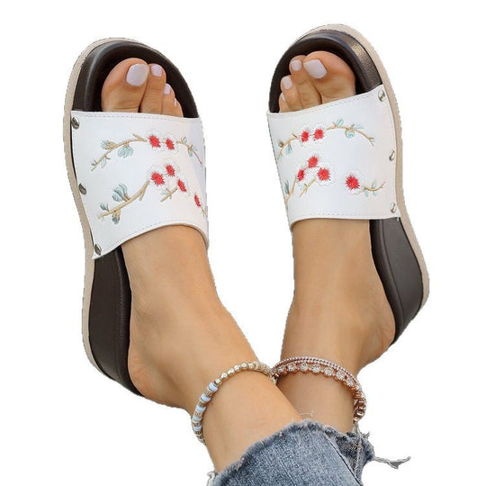 Damen modische Sandalen mit floralem Kunstlederdesign und rutschfester Sohle EB