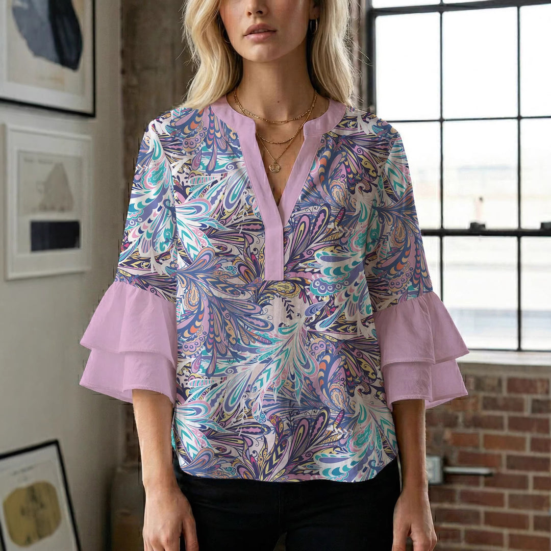 Damen Bluse mit wunderschönen floralem Design EB