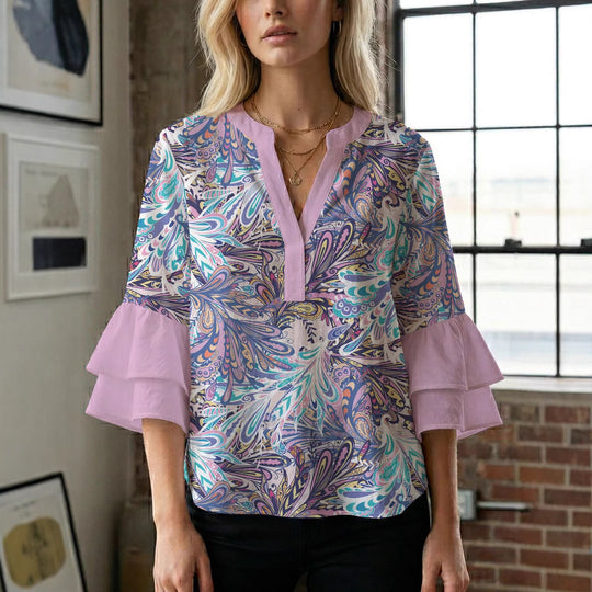 Damen Bluse mit wunderschönen floralem Design EB
