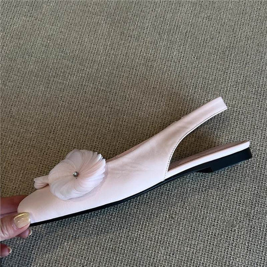 Damen Slingback Schuhe mit floralen Applikationen und komfortablem Absatz EB