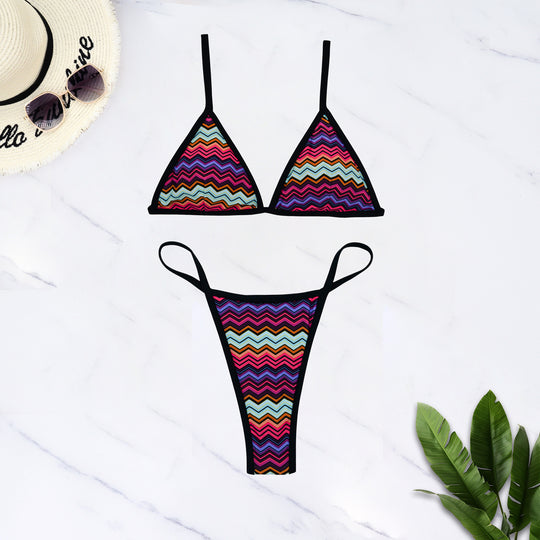 Damen Triangel-Bikini mit floralem Design und verstellbaren Trägern EB