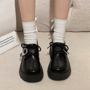 Damen modische Schnürschuhe mit elegantem Schnallen-Detail EB