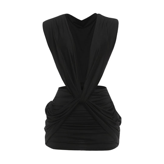 Damen Raffiniertes Mini-Kleid mit tiefem V-Ausschnitt und Raffungselementen EB