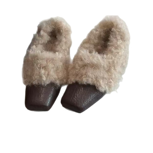 Damen Mokassins mit flauschigem Kragen und stylischem Design EB