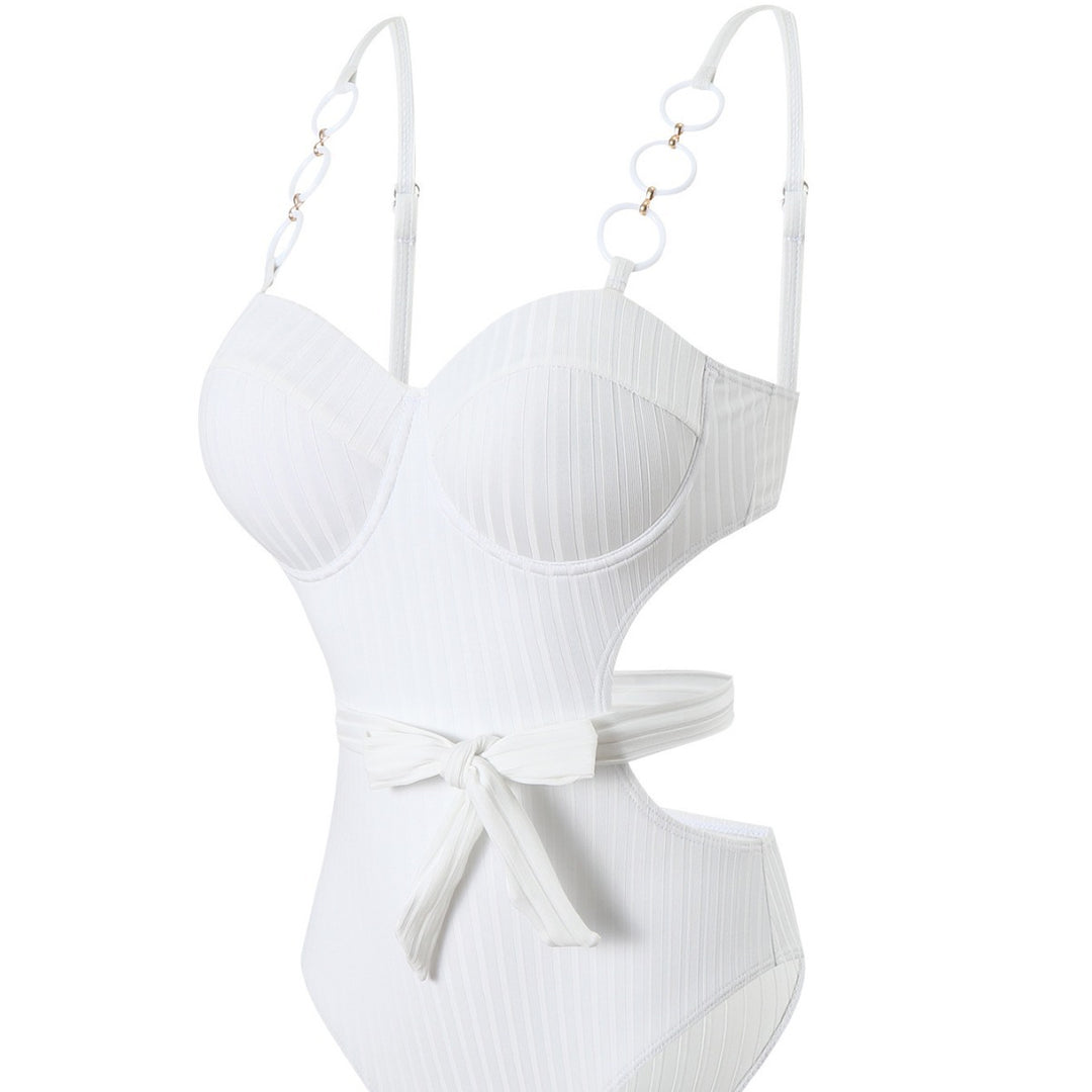 Damen Einteiler Badeanzug mit modischem Cut-Out Design und verstellbaren Trägern EB