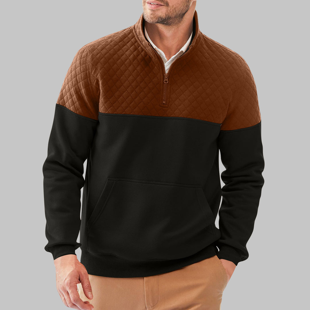 Herren Stepppullover mit hohem Kragen und praktischer Kängurutasche EB