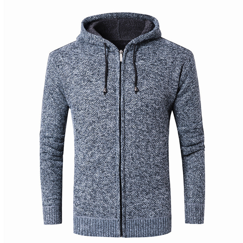 Herren moderne Strickjacke mit Kapuze und weichem Innenfutter EB