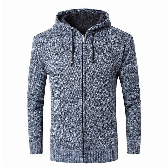 Herren moderne Strickjacke mit Kapuze und weichem Innenfutter EB