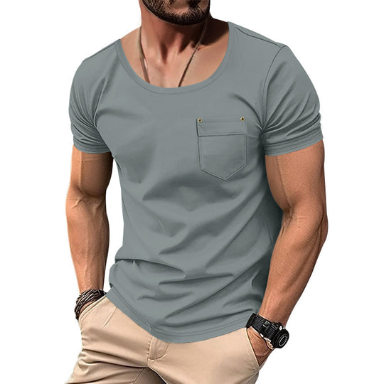 Herren T-Shirt mit praktischer Brusttasche und modernem V-Ausschnitt EB