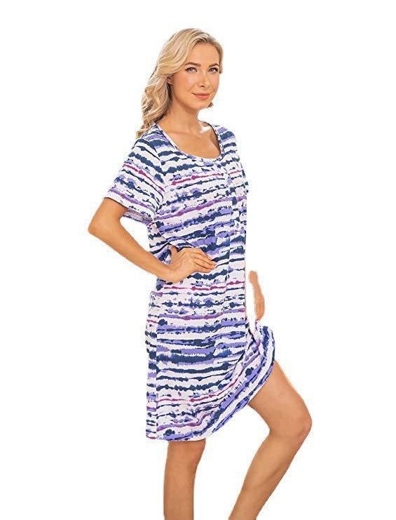Damen Freizeit Tie-Dye Hemdkleid EB