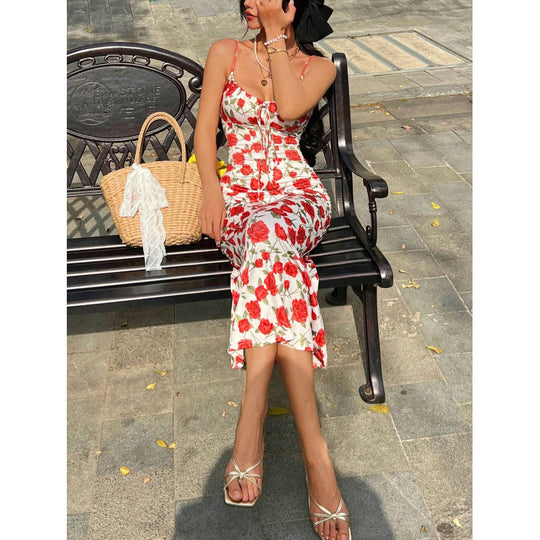 Damen Midi-Kleid mit floralen Details und zauberhaftem Schnitt EB