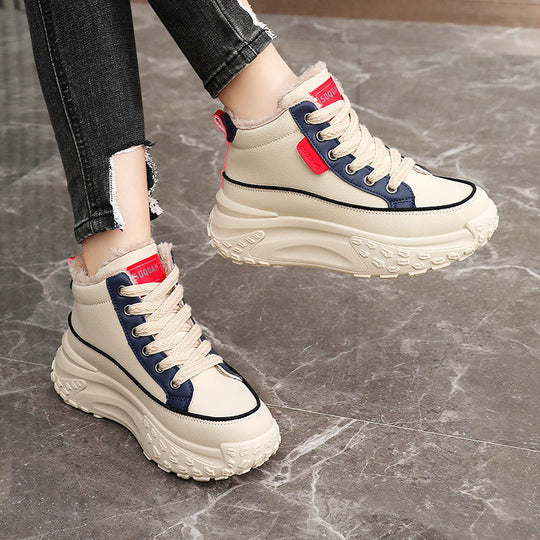 Damen High-Top Sneakers mit kuscheligem Innenfutter und rutschfester Profilsohle EB