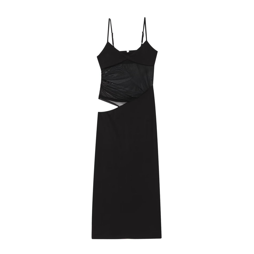 Damen Maxikleid mit raffiniertem asymmetrischen Design und eleganten Spaghetti-Trägern EB