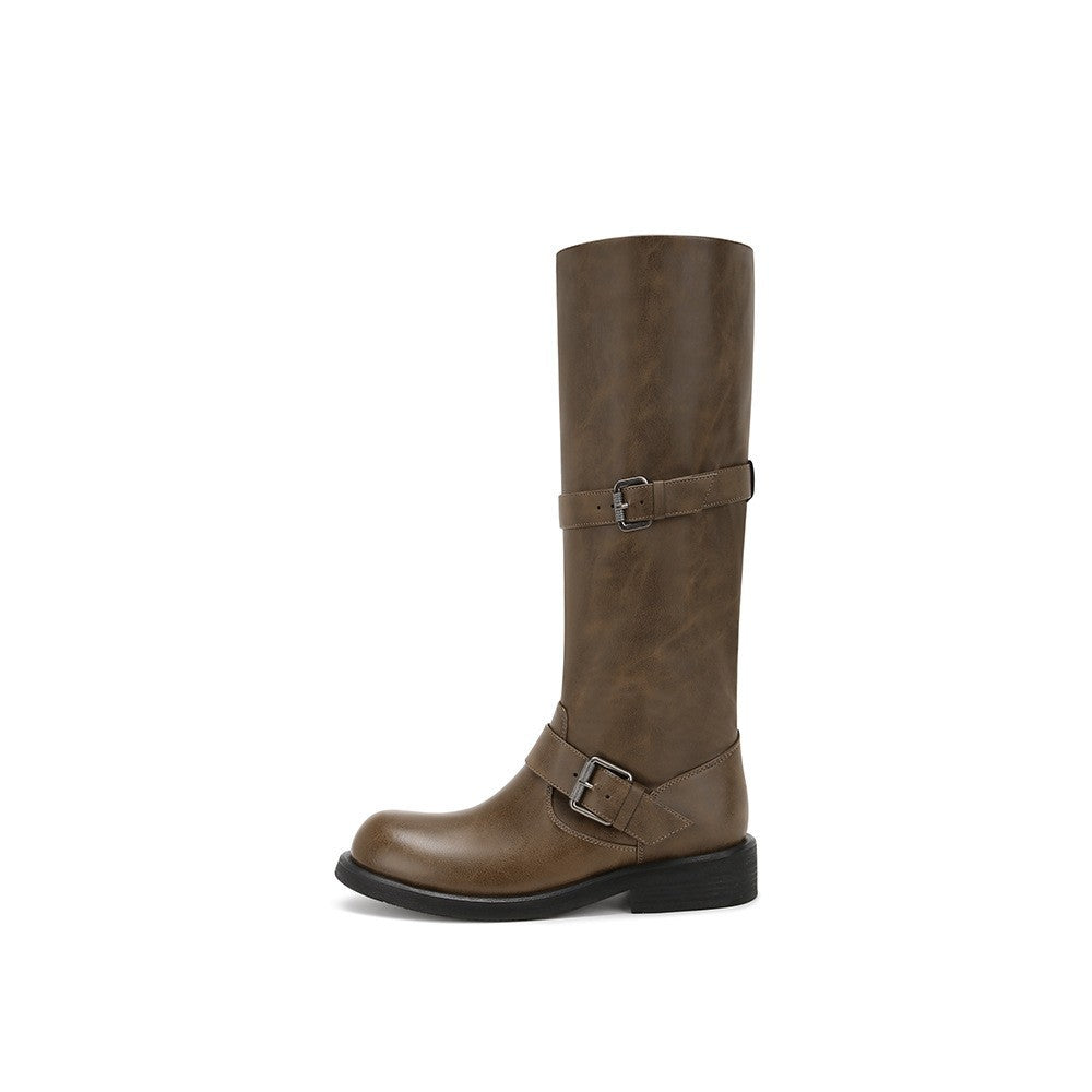 Damen Overknee-Stiefel mit glamourösem Schnallenverschluss EB