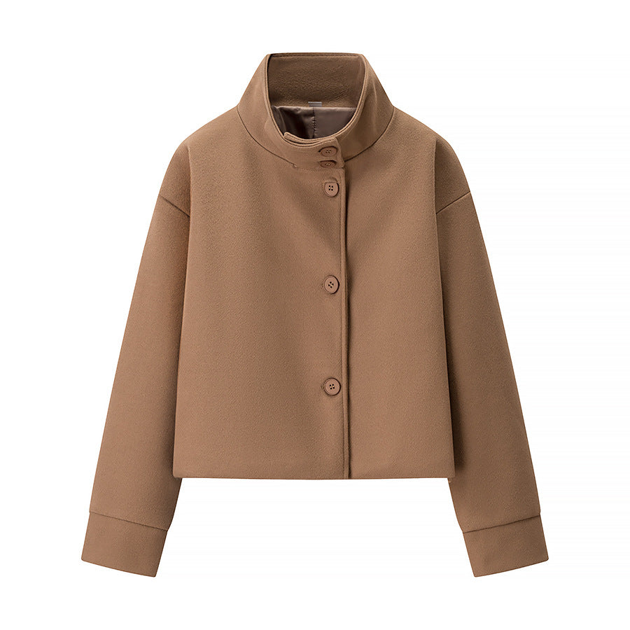 Damen elegante Kurzjacke mit hohem Kragen und dekorativen Knöpfen EB