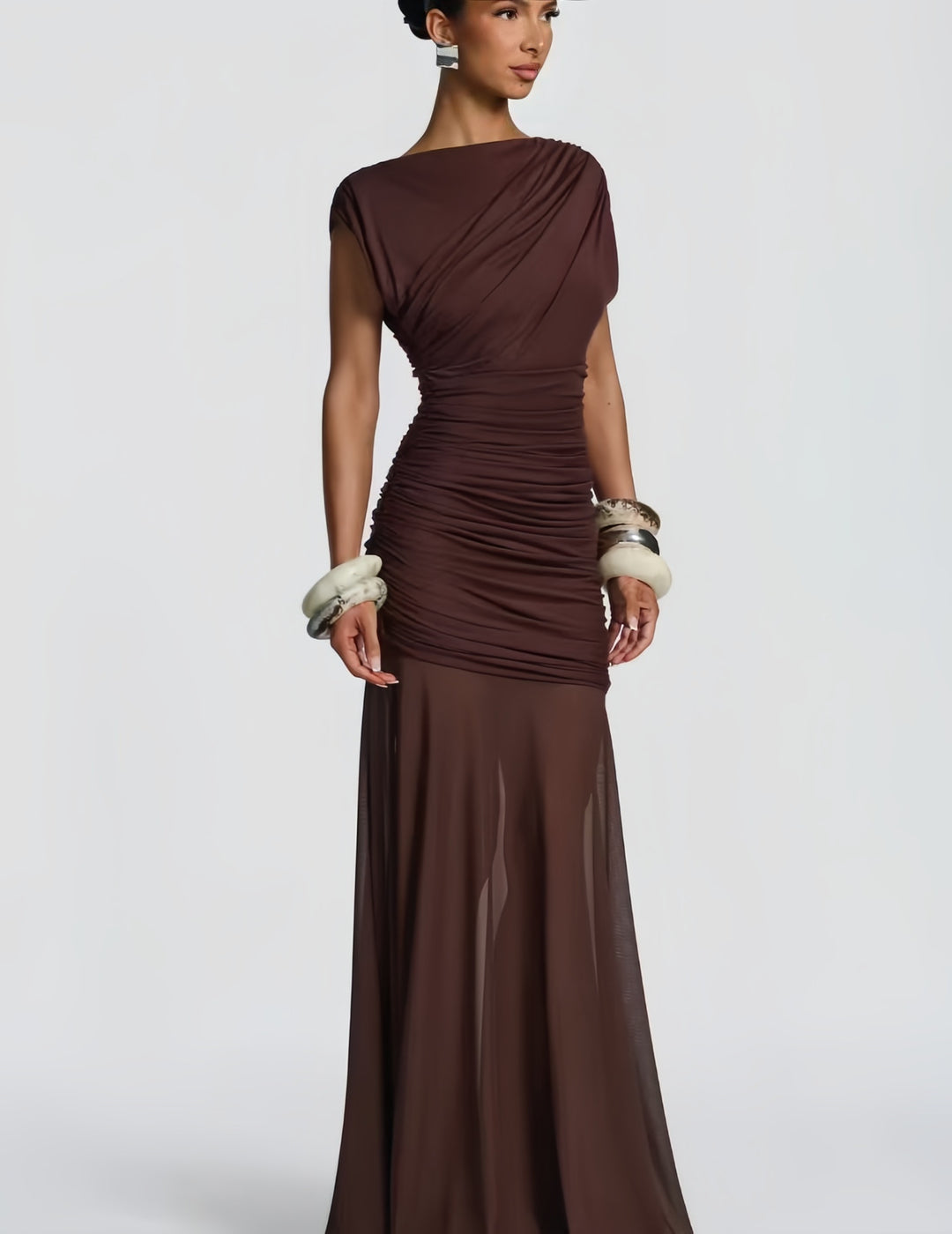 Damen Elegantes und figurbetontes Abendkleid mit Raffungen EB