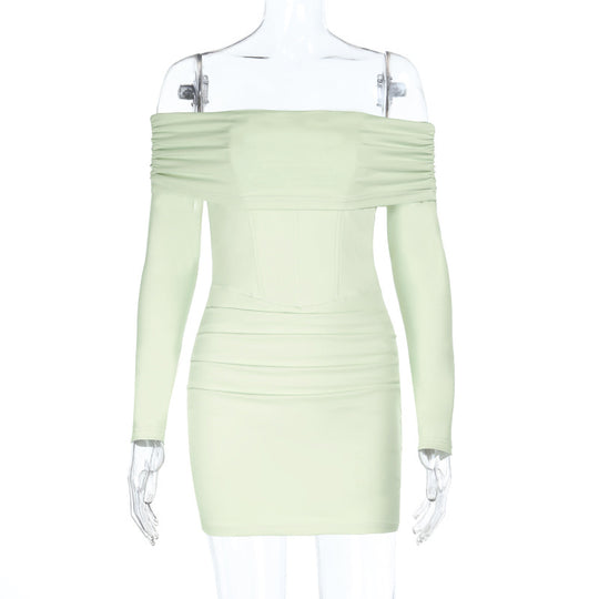 Damen Off-Shoulder Minikleid mit Raffungen EB