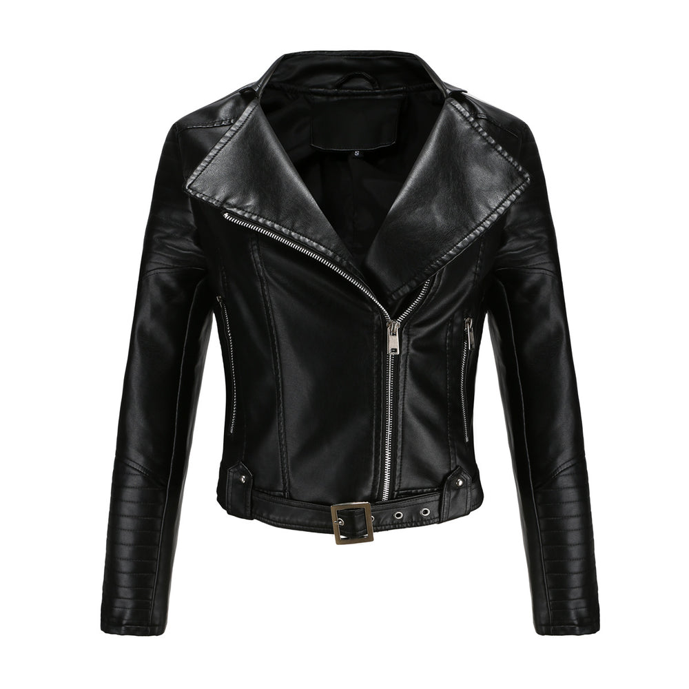 Übergangsjacke Damen schwarz im Biker-Design tailliert