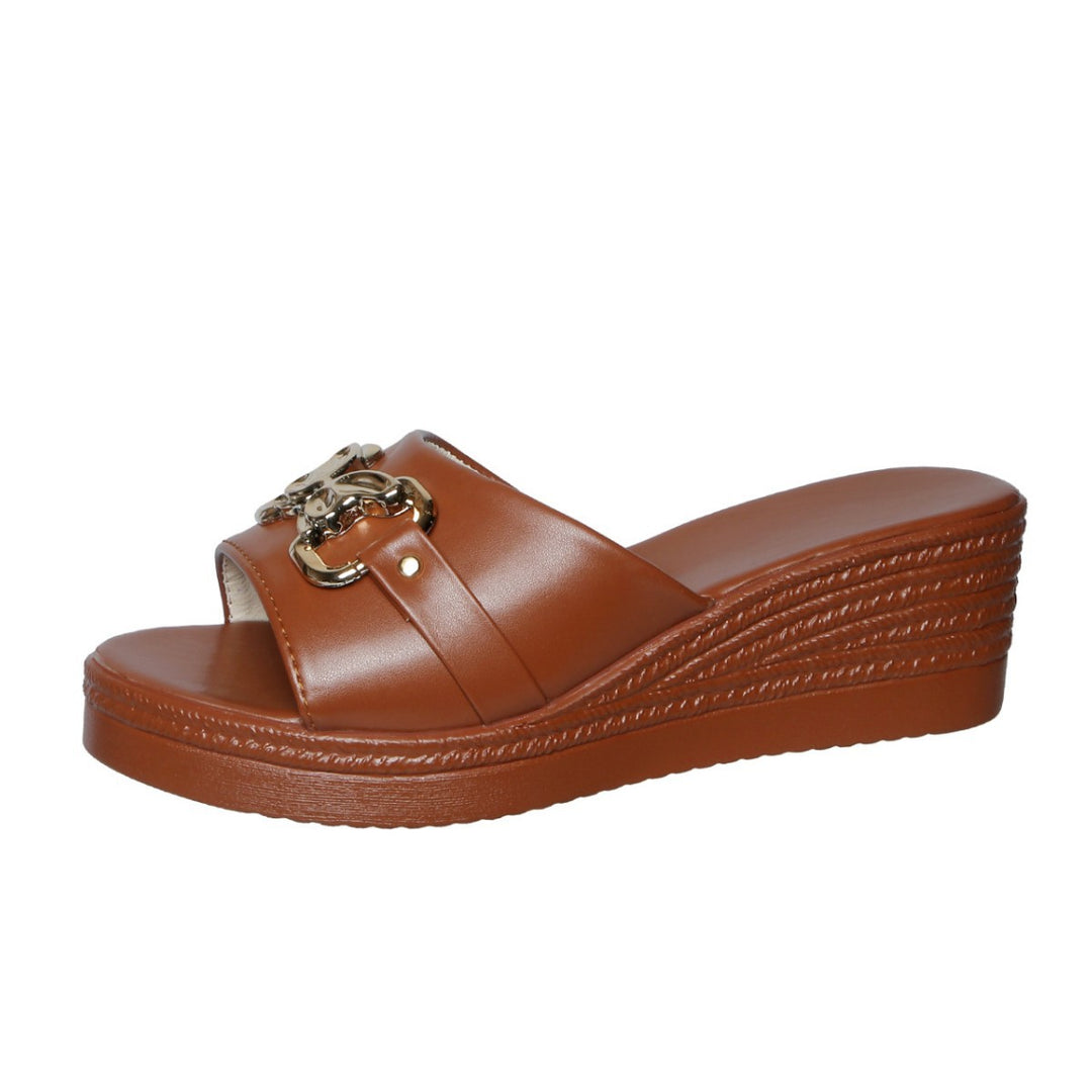 Damen Komfort-Sandalen mit elegantem Ketten-Detail und rutschfester Sohle EB