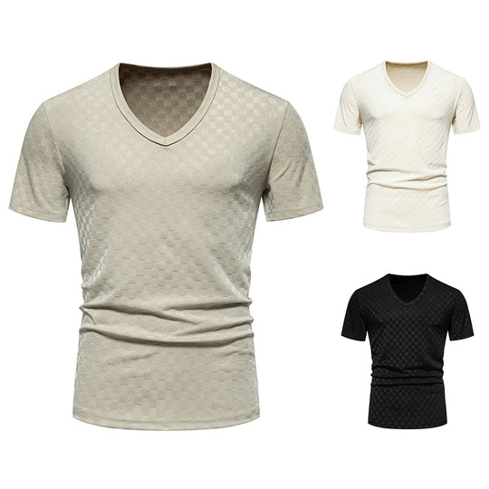 Herren V-Ausschnitt Shirt mit strukturierter Oberfläche EB